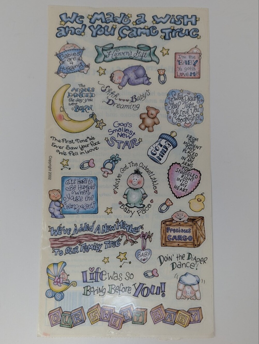 Baby Shower Sticker Sheet Blue Boy